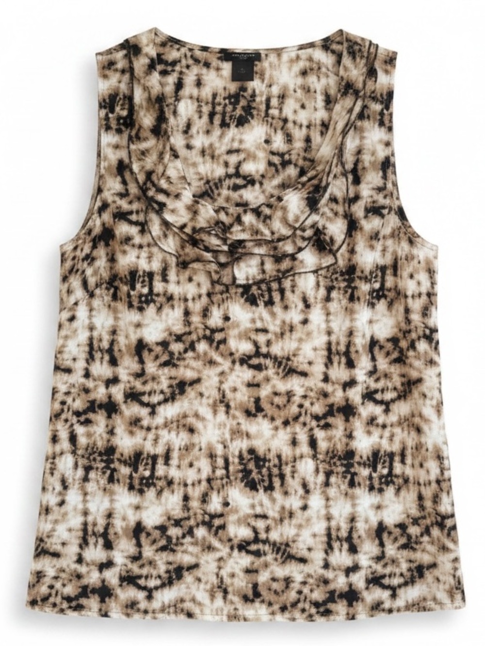 Ann Taylor Sz 6 Ruffle Collar Silky Sleeveless Ruffle Scoop Neck Blouse. GUC
